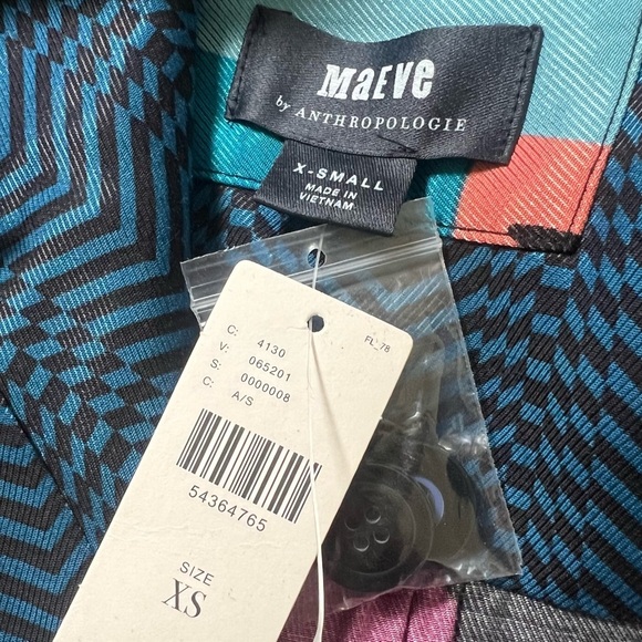 Maeve Anthropologie multicolor abstract print dress size XS Gillian Shirt Dress - Picture 10 of 11